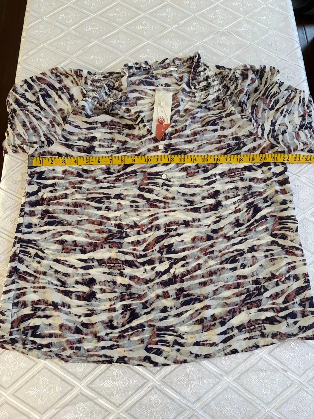 cooper & ella Zebra-Print Sheer V-Neck Blouse